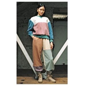 Free People L. F. Markey Andreas Trousers Sweatpants Colorblock Joggers Sz 2 NWT